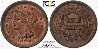1852 1C MS65+ RB
