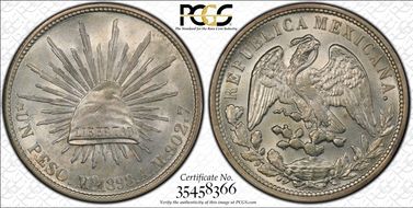 1898-Mo AM Peso Restrike KM-409.2 MS65