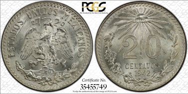 1942-M 20C KM-438  Ag MS66