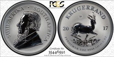 2017 1 Rand 50th Anniv. Krugerrand Ag SP69