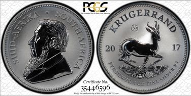 2017 1 Rand 50th Anniv. Krugerrand Ag SP69