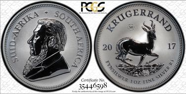 2017 1 Rand 50th Anniv. Krugerrand Ag SP69
