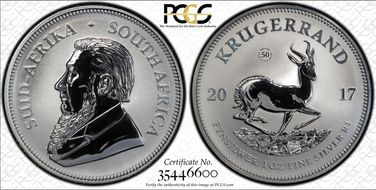 2017 1 Rand 50th Anniv. Krugerrand Ag SP69