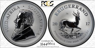 2017 1 Rand 50th Anniv. Krugerrand Ag SP70