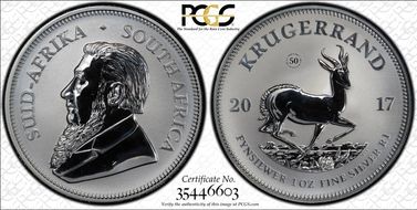 2017 1 Rand 50th Anniv. Krugerrand Ag SP69