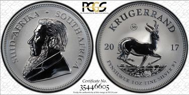 2017 1 Rand 50th Anniv. Krugerrand Ag SP69