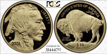 2008-W $10 American Buffalo .9999 Fine Gold PR70DCAM