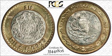 2002-Mo 10 Peso MS64