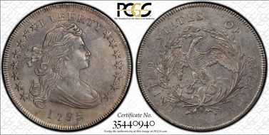 1795 $1 Draped Bust, Off-Center AU55
