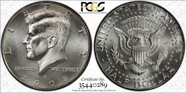 2008-D 50C Satin Finish SP67