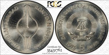 1970 5 Mk Wilhelm Conrad Röntgen MS68