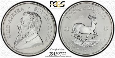 2017 1 Rand 50th Anniv. Krugerrand Ag SP69