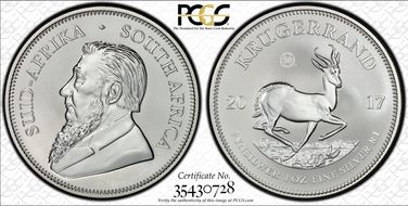 2017 1 Rand 50th Anniv. Krugerrand Ag SP69