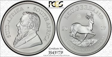 2017 1 Rand 50th Anniv. Krugerrand Ag SP68