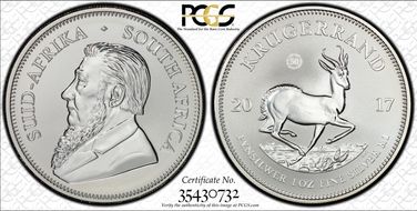 2017 1 Rand 50th Anniv. Krugerrand Ag SP70