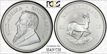 2017 1 Rand 50th Anniv. Krugerrand Ag SP66