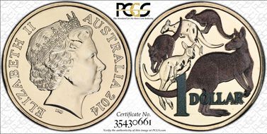 2014 $1 Mob of Roos CuNi  Colorized MS68