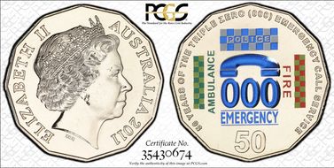 2011 50C Triple Zero Anniversary Colorized MS68