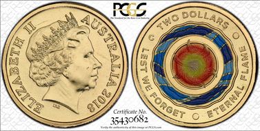 2018-C $2 Lest We Forget Eternal Flame Colorized MS67