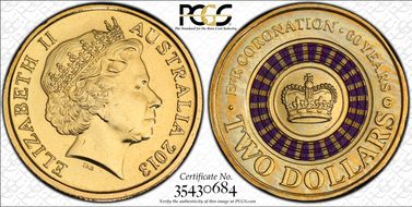 2013 $2 Coronation Colorized MS67