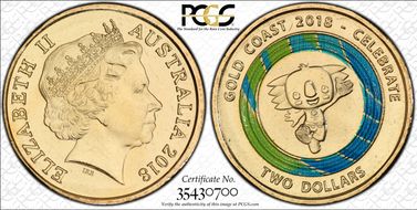 2018 $2 Commonwealth Games Borobi the Koala MS67