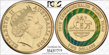 2018 $2 Commonwealth Games Australian Team Logo MS67