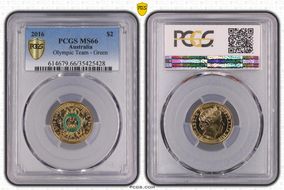 2016 $2 Olympic Team - Green Colorized MS66