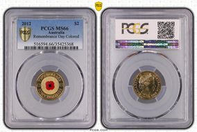 2012 $2 Remembrance Day Colorized MS66