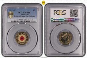 2012-C $2 Remembrance Day Colorized MS66