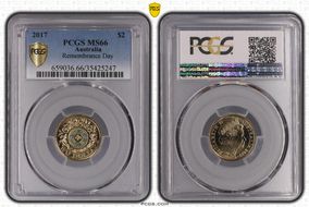 2017 $2 Remembrance Day Colorized MS66