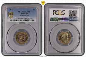 2013 $2 Coronation Colorized MS66