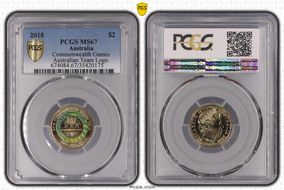 2018 $2 Commonwealth Games Australian Team Logo MS67