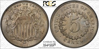 1866 5C Rays MS65