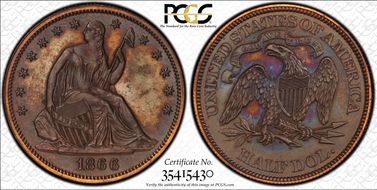 1866 50C J-539 PR62BN