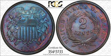 1867 2C MS64BN