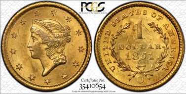 1851-O G$1 MS64