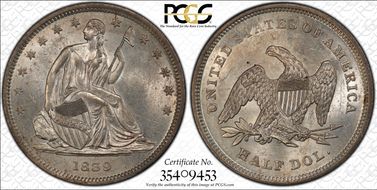 1839 50C Drapery MS63