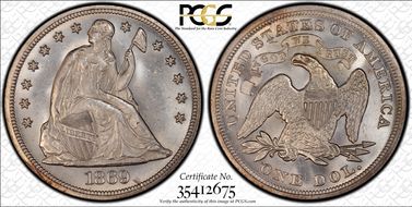 1869 $1 MS64