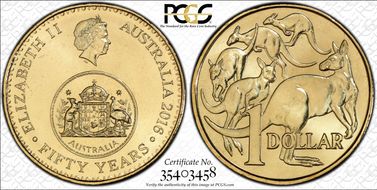 2016 $1 50 Yrs Decimal Currency MS68