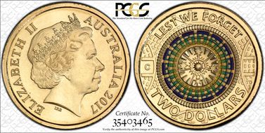 2017-C $2 Lest We Forget Colorized MS69