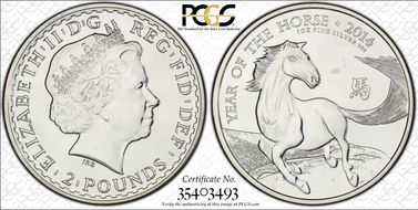 2014 £2 Lunar Mule w/ Britannia Obv MS66