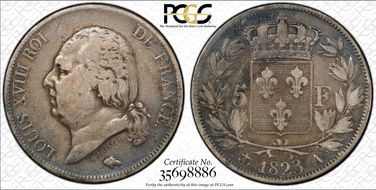 1823-A 5 Fr Gad-614 F-309 VF20