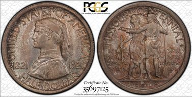 1921 50C Missouri MS66