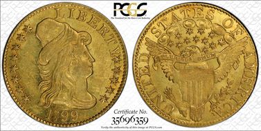 1799 $5 Large Stars Reverse MS61