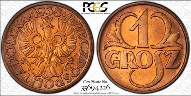 1938(w) Grosz MS66+ RD