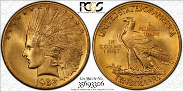1932 $10 MS64+ 