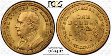 1903 G$1 LA Purchase, McKinley MS64