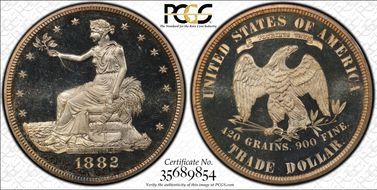 1882 T$1 Trade PR65DCAM