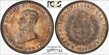1917 Peso KM-23 AU58