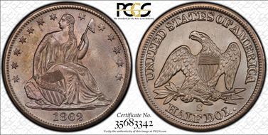 1862-S 50C MS63